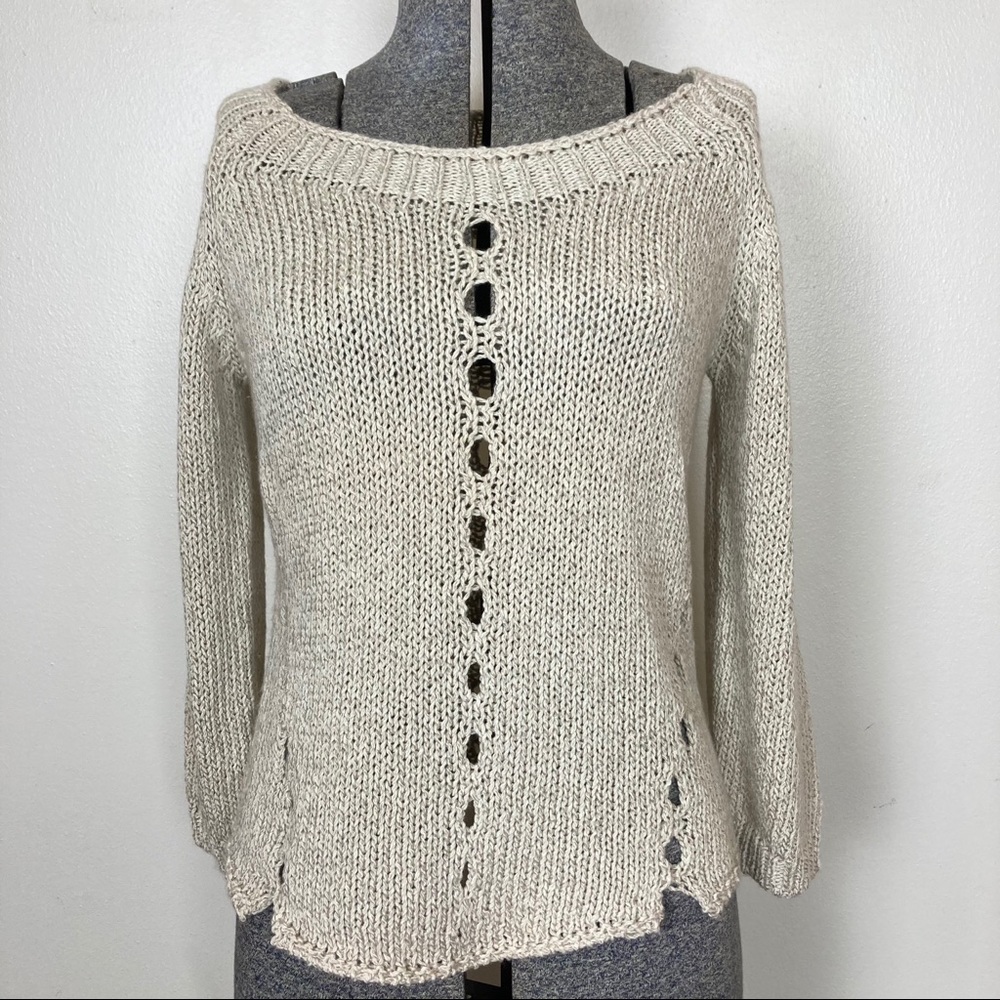 MaxMara Weekend Beige Crochet Knit Sweater  SZ M